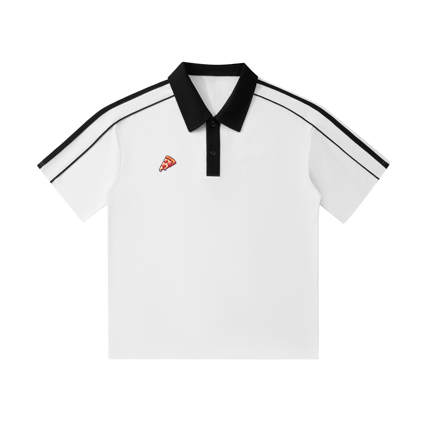 Pizza - Contrast Collar Short-Sleeve Polo Shirt