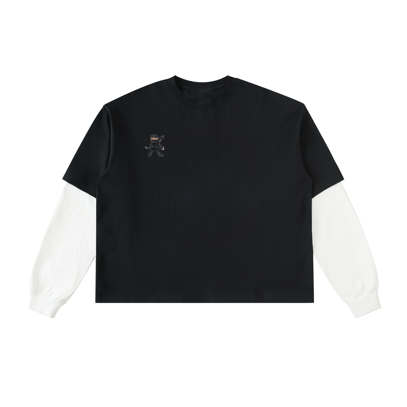Ninja - Layered Contrast Sleeve Cotton T-Shirt