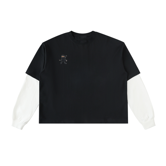 Ninja - Layered Contrast Sleeve Cotton T-Shirt