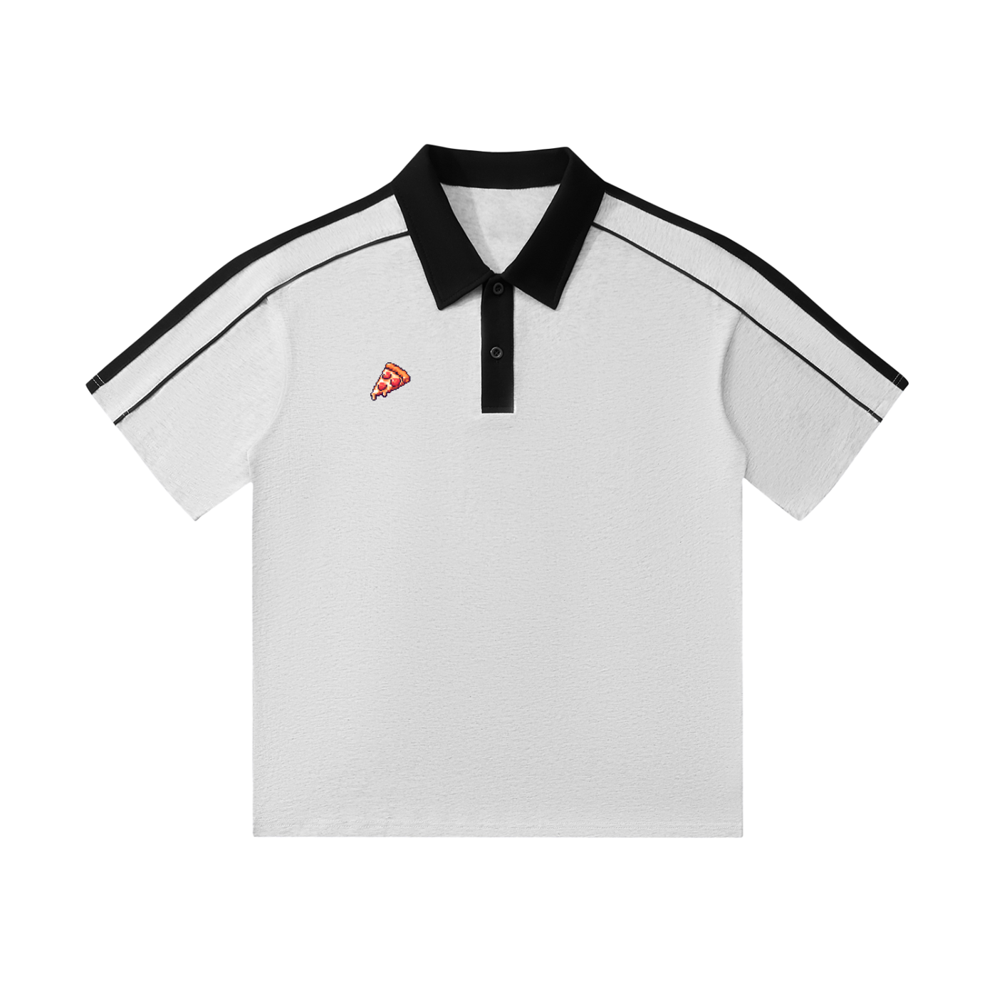 Pizza - Contrast Collar Short-Sleeve Polo Shirt