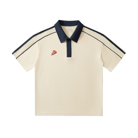 Pizza - Contrast Collar Short-Sleeve Polo Shirt